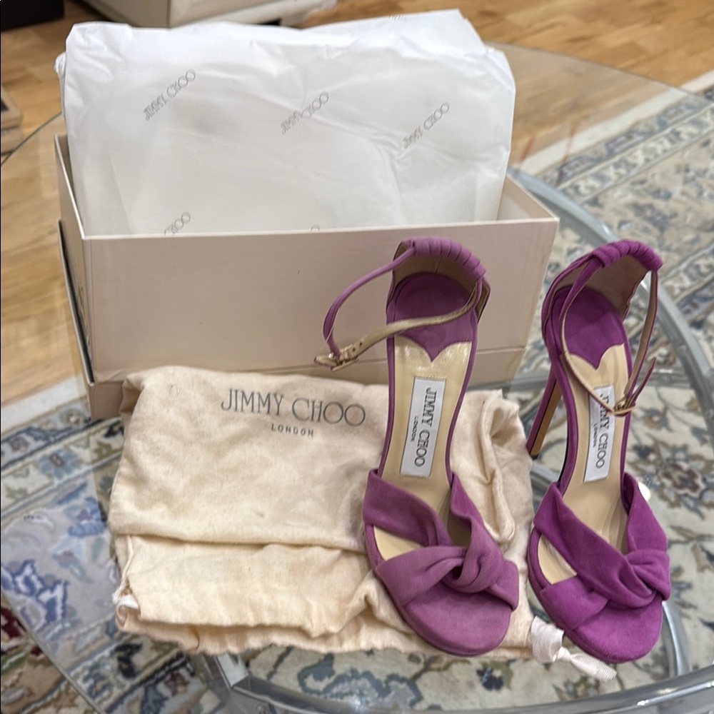 Jimmy Choo Purple Satin Heels Strappy Design
